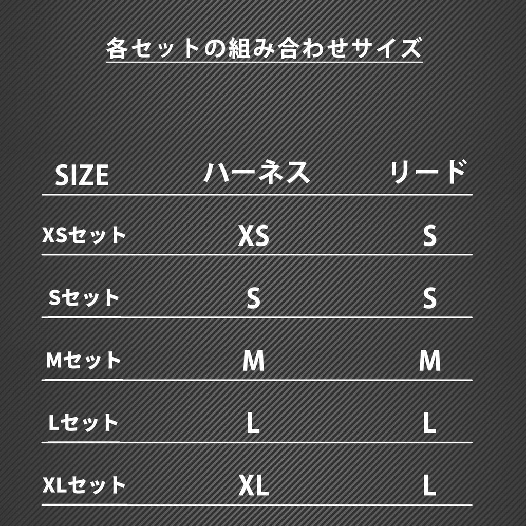 犬 ハーネス リード サイズ表 XS S M L XL サイズ選び 小型犬 中型犬 大型犬