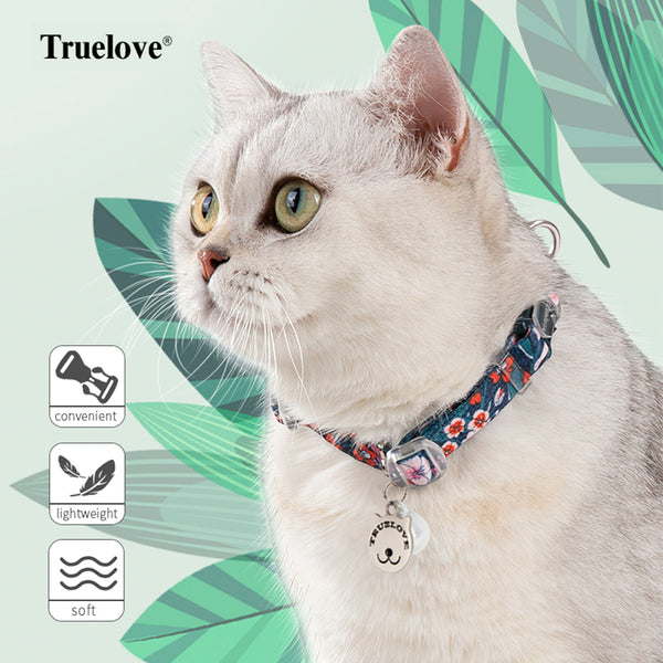 猫 首輪 かわいい 花柄 ソフト ナイロン ポリエステル 軽量 Truelove 伸びない 負担の少ない 簡単 にゃんチャーム ニャンベル 猫用首輪