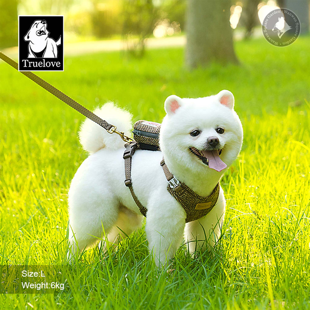 犬ハーネスリードセット小型犬中型犬用胴輪Trueloveブランドアウトドアやさしい手触りクッションソフトパッド簡単快適ハリスツイードハーネス