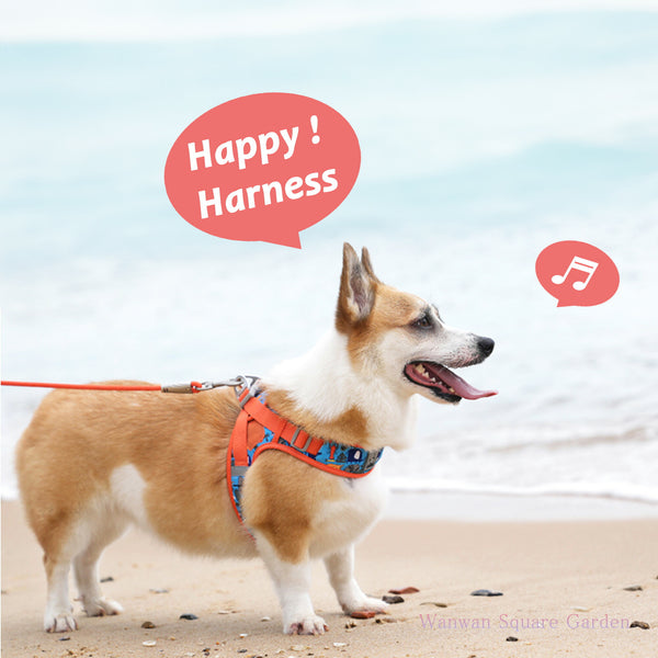 犬ハーネス軽い可愛い小型犬中型犬Trueloveブランド痛くないメッシュクッション立体構造ライト＆ソフトハーネスハッピーパターン