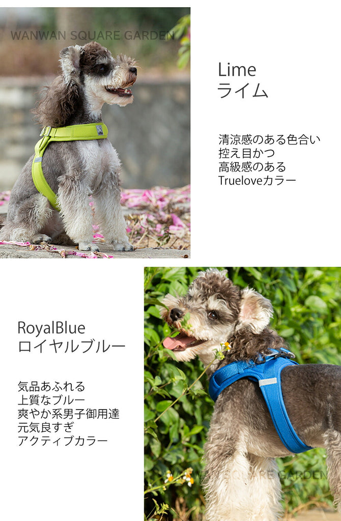 犬ハーネス可愛い小型犬中型犬ハーネス軽い痛くない胴輪クッション立体構造ライトアンドソフトハーネス