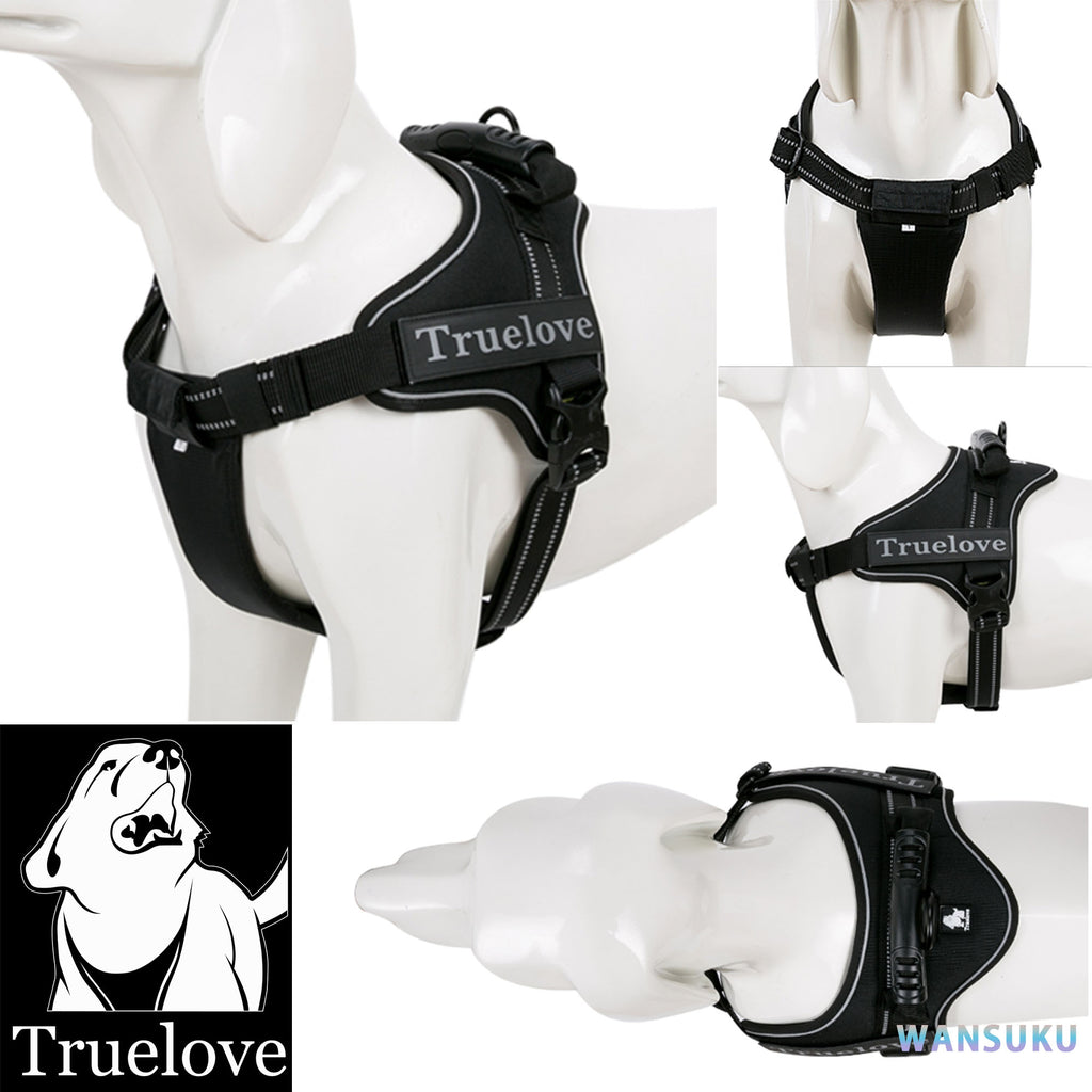 犬ハーネス中型犬大型犬用ハンドル付き胴輪Trueloveブランドアウトドアつけやすいクッションソフトパッド簡単装着快適アウトドアペットハーネス