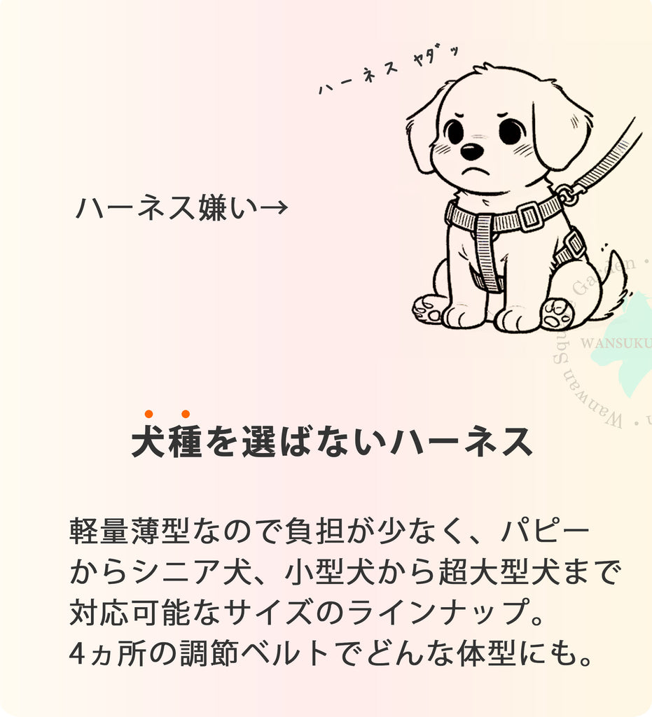 犬ハーネス簡単着脱軽量装着しやすいかっこいいワンタッチコーデュラセーフティハーネス