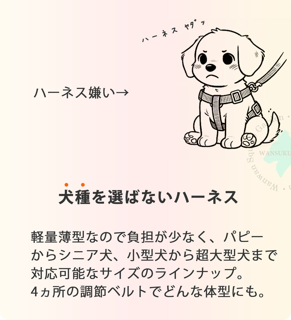犬ハーネス簡単着脱軽量装着しやすいかっこいいワンタッチコーデュラセーフティハーネス