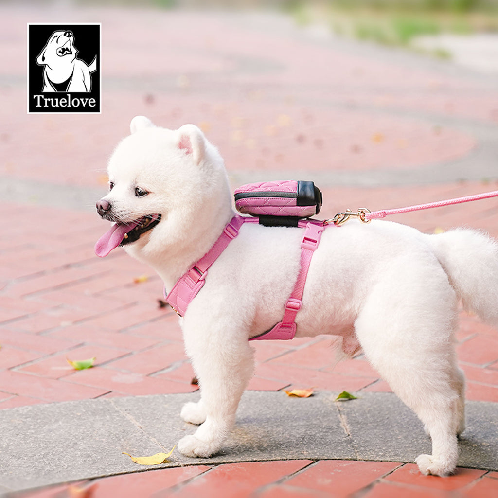 犬ハーネスリードセットTrueloveブランド脱着式取り出せる小物入れやわらかいバイオベースドッグハーネス