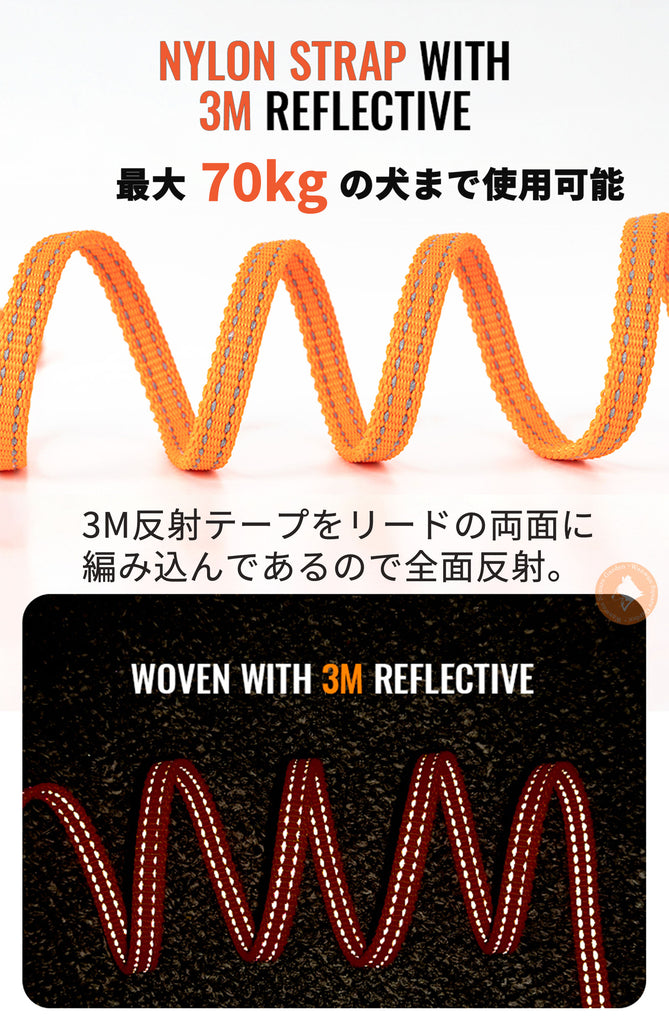 犬リード小型犬大型犬軽量41g丈夫2面反射安全安心Trueloveブランドプレミアムカラビナロック360回転超軽量3Mリフレクティブリード