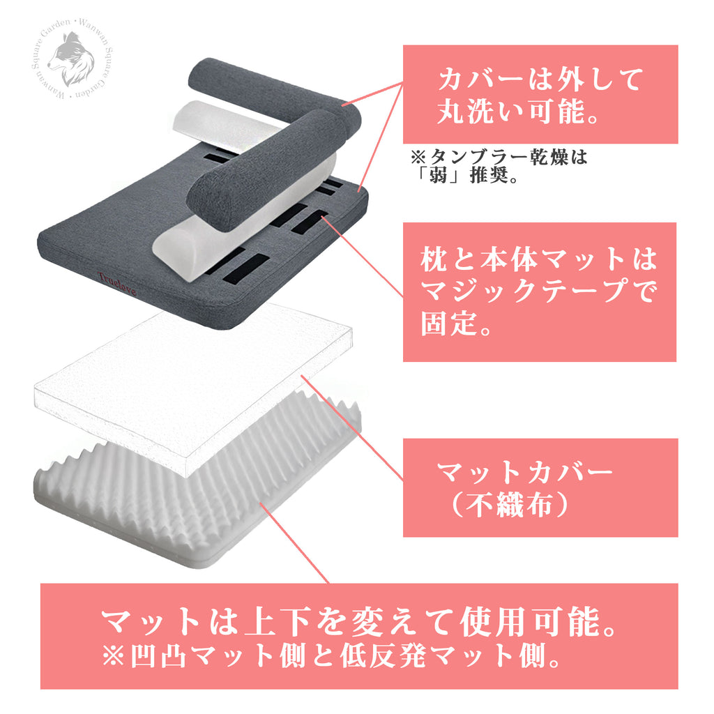 着脱式ピローと洗えるカバーで清潔を保てる犬猫ペットベッドTrueloveTLX1211