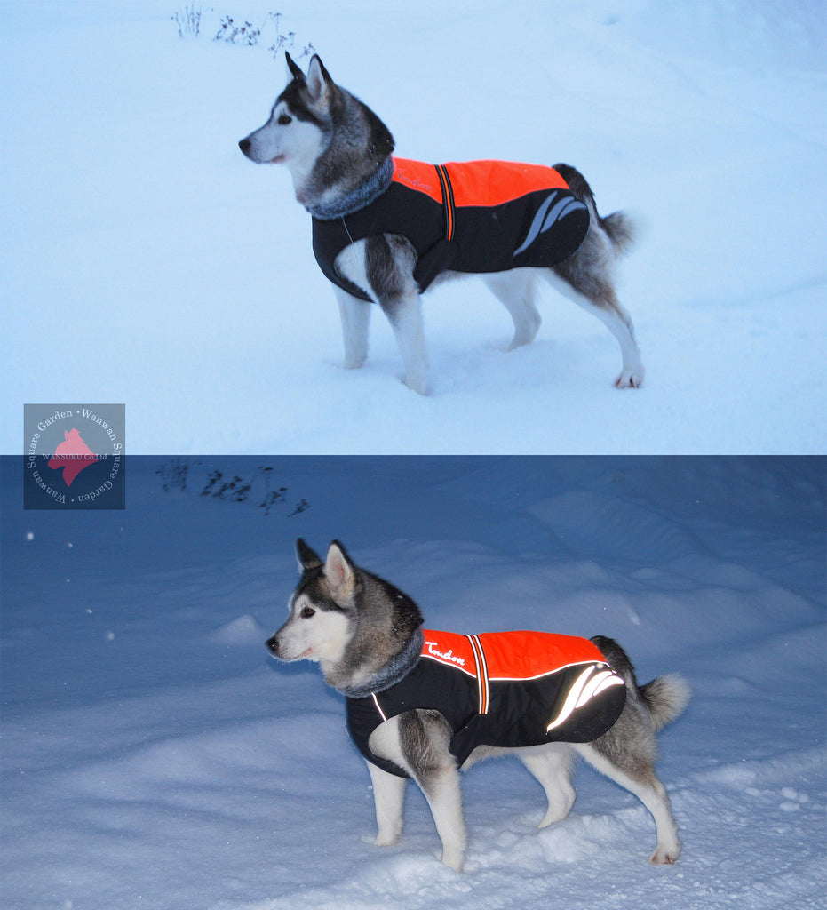 犬用防寒服 冬用コート 小型犬 中型犬 大型犬用 反射素材 簡単着脱 フリース裏地付き